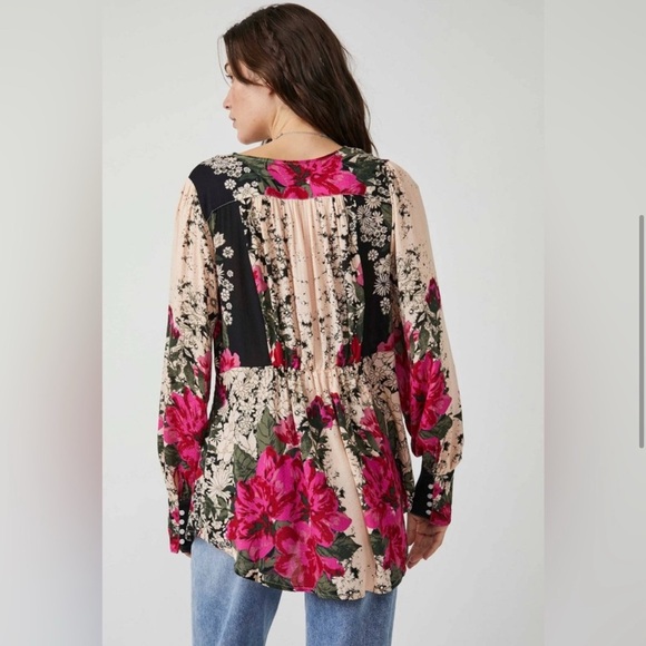Free People EUC Size M Mikayla Twilight Combo Blouse - Picture 4 of 13